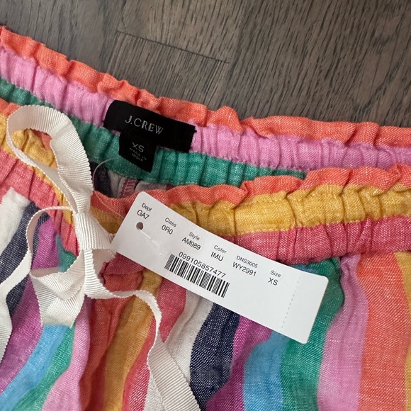 NWT J. Crew Rainbow Stripe Drawstring Pants in XS - Picture 3 of 3